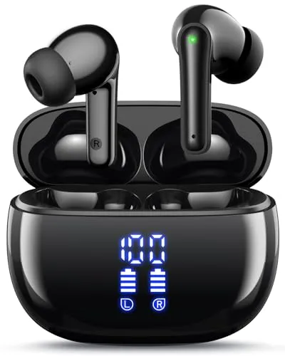 YAQ Wireless Earbuds Bluetooth Headphones, 40H Playtime Stereo IPX5 Waterproof Ear Buds, LED Power Display Cordless in-Ear