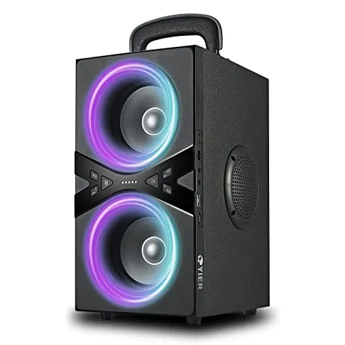 YIER Bluetooth Speakers, Wireless TWS Portable Speaker with Lights,100dB Loud Subwoofer 80W(Peak) Stereo Sound, Bassup