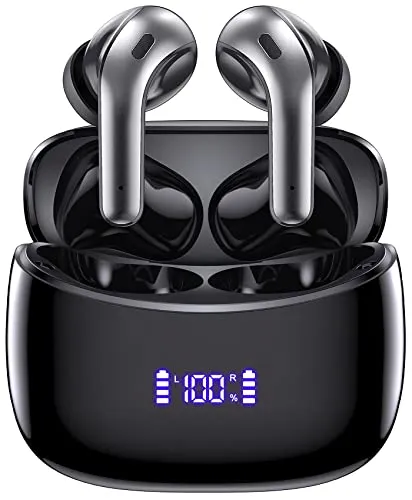 ZINGBIRD Wireless Earbuds Bluetooth Headphones 60H Playtime Ear Buds with LED Power Display Charging Case Earphones in-Ear