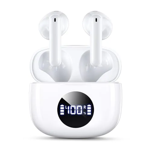 ZONWOO Wireless Earbuds, Bluetooth 5.3 Headphones with Charging Case, Touch Control in-Ear Stereo Earphones with Mic for